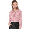 Allegra K Women's 1950s Vintage Ruffle Neck Long Sleeve Dots Chiffon Blouse - 2 of 4