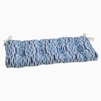 48"x18" Outdoor/Indoor Blown Bench Cushion Nevis Waves Sailor Blue - Pillow Perfect