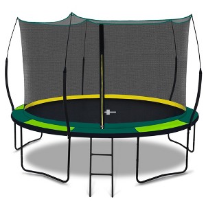 VisioGear Trampolines, Trampoline with Safety Enclosure Net, Trampoline with Curved Fence Pole, Green, 144"*144"*107" - 1 of 4