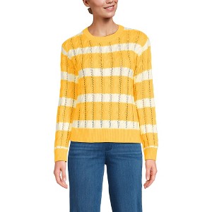 Lands' End Women's Drifter Cable Pointelle Stitch Sweater - 1 of 4