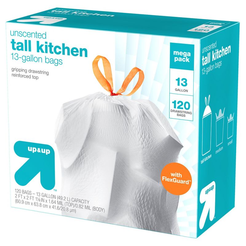 FlexGuard Tall Kitchen Drawstring Trash Bags - Unscented - 13 Gallon - up & up™, 3 of 8