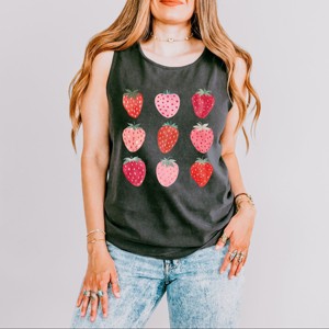 Simply Sage Market Strawberry Watercolor Chart Garment Dyed Tank - 1 of 2