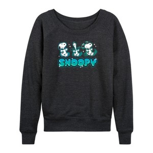 Women's - Peanuts - Snoopy Lightweight French Terry Wide Neck Long Sleeve Shirt - 1 of 4
