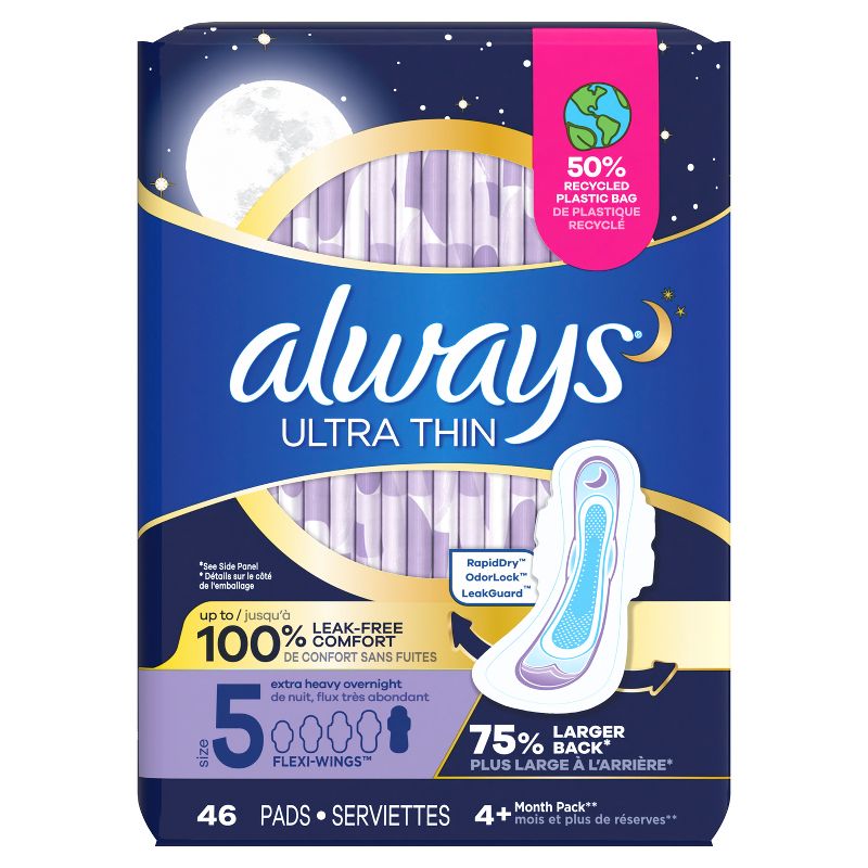 Always Ultra Thin Extra Heavy Overnight Pads, 3 of 11
