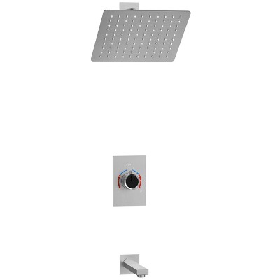 Brushed Nickel Wall Mounted Rain Shower Faucet Set with Handheld