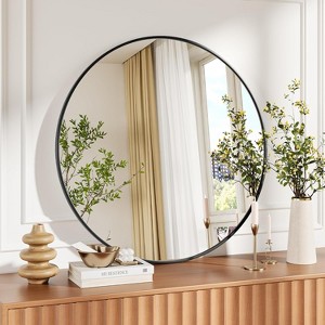 Bathroom Mirror Wall Mount Bathroom Mirror, Modern Wraparound Metal Framed Mirror, Bathroom/Bedroom/Entryway, Hang Horizontally or Vertically - 1 of 4