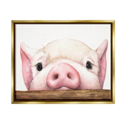 Stupell Sweet Pink Pig Resting Framed Canvas