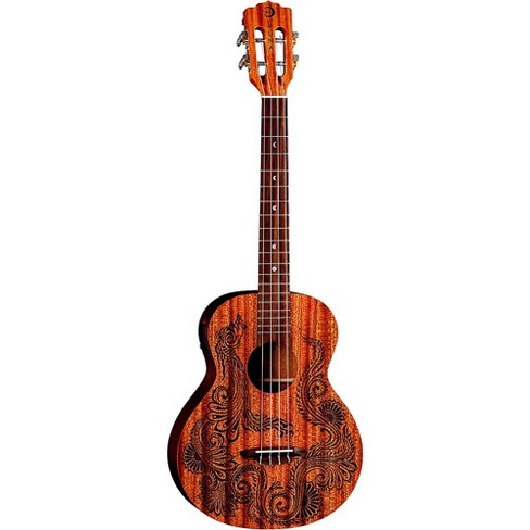 Luna Henna Dragon Mahogany Baritone Acoustic electric Ukulele