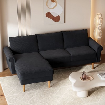 XIZZI 81" L Shaped Couch with Chaise, Minimalist Modern Sofa with Deep Seat, Upholstered 3-Seater Corner Couch for Living Room, Bedroom