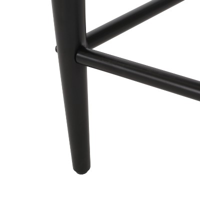 Beige and Black Upholstered Iron 25'' Counter Stools, Set of 2