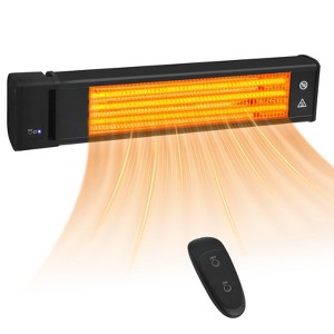 EAGLE PEAK Infrared Patio Heater 1500W Carbon Fiber, Wall-Mounted Outdoor Electric Heater with Remote, ETL Certified, IP65 Weatherproof, Black - 1 of 4