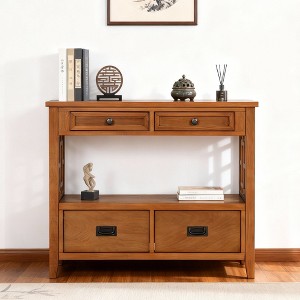 Hostack 36'' Farmhouse Wood Console Table with 4 Drawers and 1 Storage Shelf for Entryway and Living Room , Brown - 1 of 4