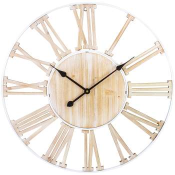 Northlight 28" Metal Framed Roman Numeral Battery Operated Round Wall Clock