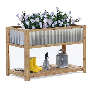 Elevated Wooden Planter Box w/Storage Shelf, Raised Garden Bed Wood Planter Boxes Large, Wooden Raised Garden Bed w/Legs for Vegetable Flowers - 1 of 4
