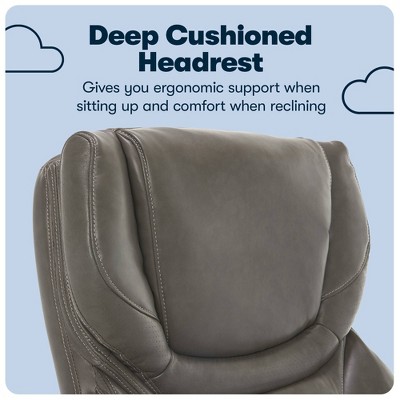 Gray Bonded Leather Executive Swivel Office Chair with Fixed Arms
