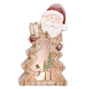 Transpac Resin 17.5 in. Multicolored Christmas Light Up Santa/Snowman with Scene Decor - 1 of 2