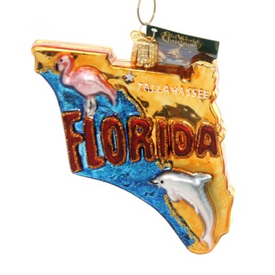 Old World Christmas 4.0 Inch State Of Florida Ornament State Usa Vacation Tree Ornaments