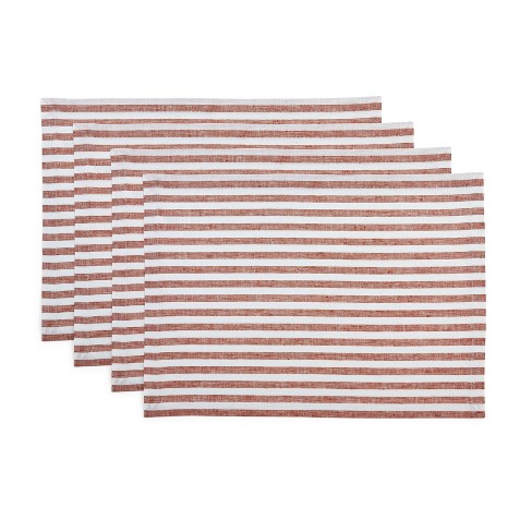 Solino Home Linen Stripe Placemats, 14 x 19 Inches Set of 4 | Amalfi - image 1 of 4