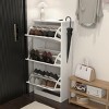 Syemin Shoe Racks Wooden Shoe Cabinet for Entryway, Freestanding Shoe Storage Organizer, Shoe Storage Cabinet Entryance, White, 20.94"*9.45"*43.1" - 2 of 4