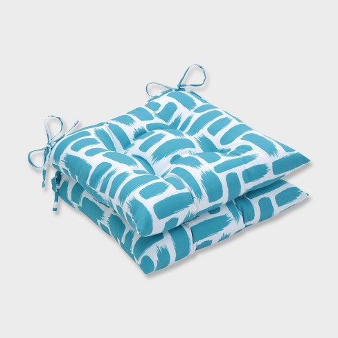 2pk Baja Turquoise Wrought Iron Outdoor Seat Cushions Blue