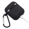 Insten Case Compatible with AirPods 1 & 2 - Honeycomb Textured Pattern Silicone Skin Cover with Keychain, Black - 4 of 4