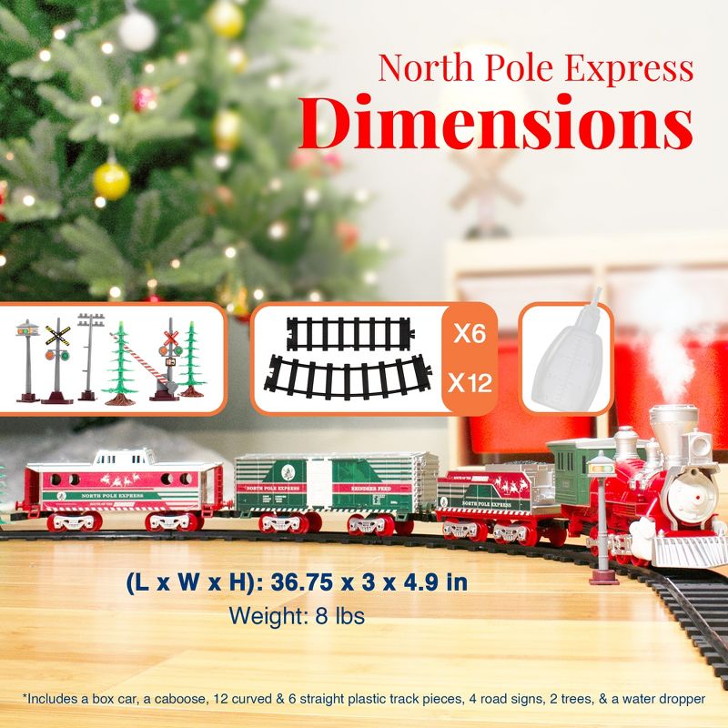 Lionel Trains Set North Pole Express Holiday Train 29 Piece Set with Water Vapor Smoke Effect, Working Headlight, Horn and Bell Sounds, 3 of 9