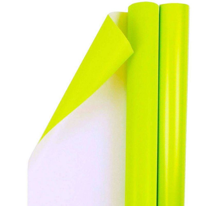 JAM PAPER Lime Green Glossy Gift Wrapping Paper Roll - 2 packs of 25 Sq. Ft., 1 of 6
