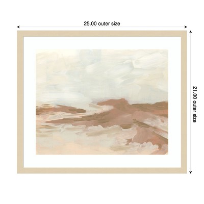 Neutral Earth Tones Abstract Lithograph with Wood Frame