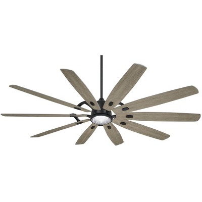84" Minka Aire Rustic Farmhouse Outdoor Ceiling Fan with LED Light Remote Control Coal Seashore Gray Wet Rated for Patio Exterior