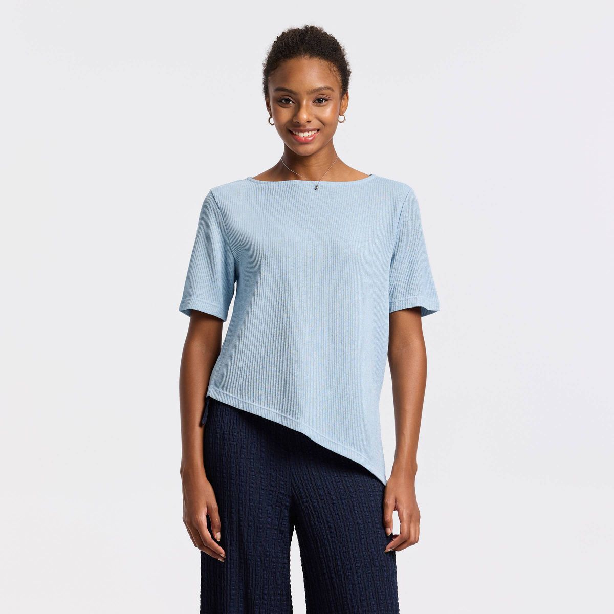 Women's Short Sleeve Asymmetrical Knit Top - A New Day™