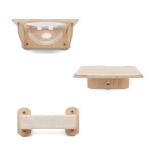 FURNIinspire Pet Crates and Houses, Patio Seating Sets, Cat Climbing Wall with Scratching Post, Brown, 15.75"*11.81"*7.1" - 1 of 4