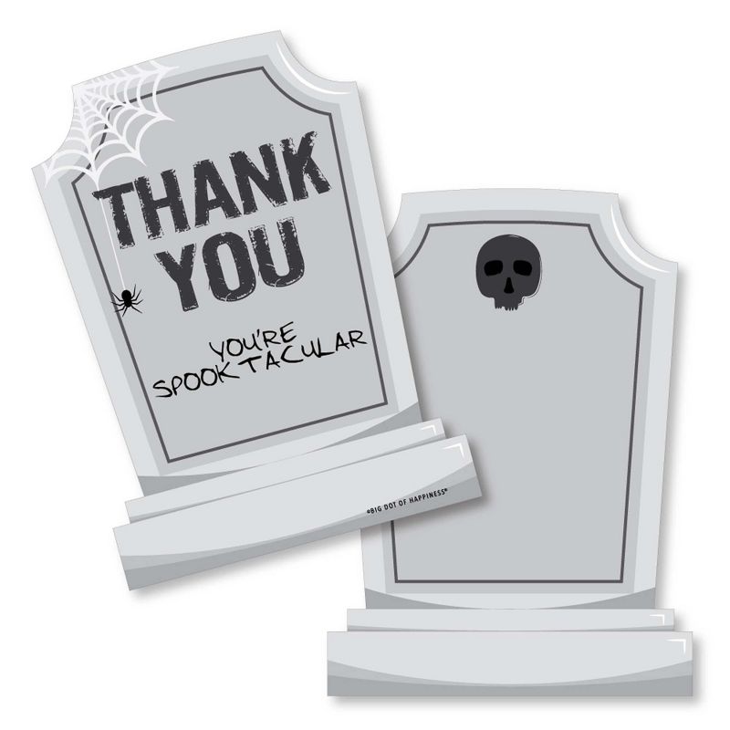 Big Dot of Happiness Graveyard Tombstones - Shaped Thank You Cards - Halloween Party Thank You Note Cards with Envelopes - Set of 12, 1 of 8