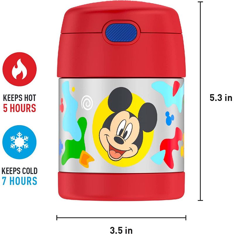 THERMOS FUNTAINER 10 Ounce Stainless Steel Vacuum Insulated Kids Food Jar with Spoon, Preschool Mickey, 5 of 7