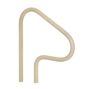 Saftron 26" x 30" Figure 4 Steel 3 Bend Outdoor In-Ground Swimming Pool Return to Deck Entry/Exit Handrail Accessory with Polymer Coating, Beige - 1 of 3