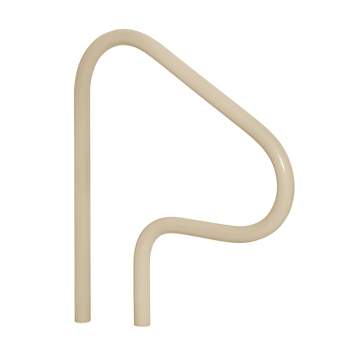 Saftron 26" x 30" Figure 4 Steel 3 Bend Outdoor In-Ground Swimming Pool Return to Deck Entry/Exit Handrail Accessory with Polymer Coating, Beige