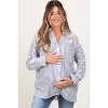 Pinkblush Navy Striped Double Pocket Maternity Button Down Top - 2 of 4