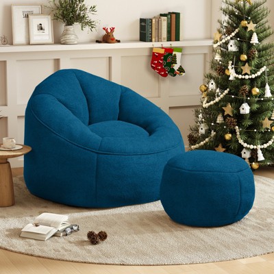 Aukfa Bean Bag Chair, Ultra-Soft Microfiber, Ergonomic Lounge Chair for Adults/Kids Or Living Room, Bedroom/Brown/Blue/Gray/White/Pink/Yellow