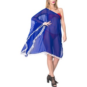 HAPPY BAY Women's Summer Holiday Swimwear Short Swim Suit Loose Beach Wear Dress Coverups Bathing Suit Cover-up 1X-2X Blue Solid - 1 of 4