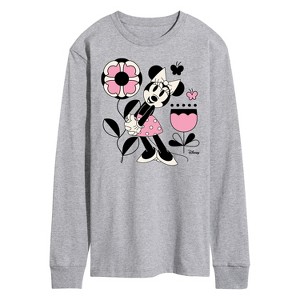 Men's - Disney - Minnie Mouse with Flowers & Butterflies Long Sleeve Graphic T-Shirt - 1 of 4