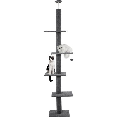 Cat Tree Floor to Ceiling Cat Tower with Adjustable Height (98-110 Inches), 5-Tier Carpet Cat Climbing Tower Tall Cat Trees