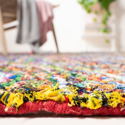 Hand-Tufted Multicolor Wool and Cotton Square Rug, 4'x4'