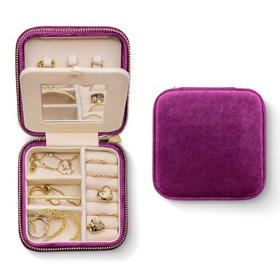Benevolence LA Plush Velvet Travel Jewelry Box Organizer