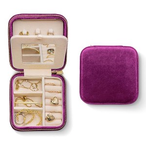 Benevolence LA Plush Velvet Travel Jewelry Box Organizer - 1 of 4