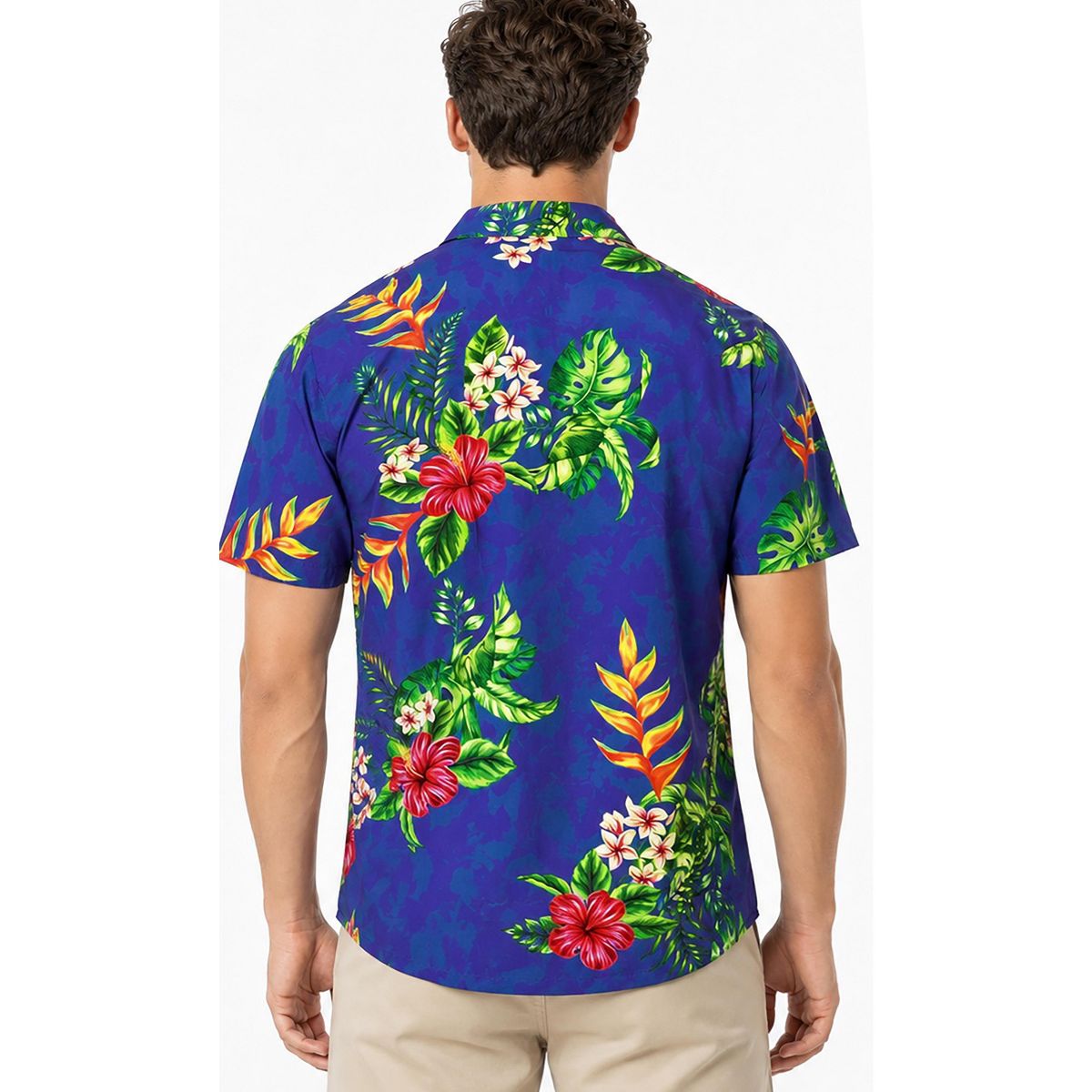 HAPPY BAY Mens Hawaiian Shirts Short Sleeve Button Down Shirt Floral Shirt Men Casual Holiday Summer Party Caribbean Shirts Funny 3XL Blue,Leaf - thumbnail 2
