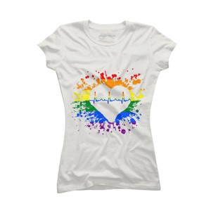 Adult Design By Humans Pride Heartbeat EKG Splatter By LegatoTendo T-Shirt - 1 of 2