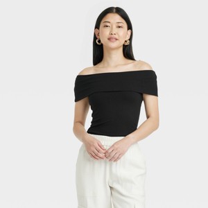 Women's Slim Fit Short Sleeve Off the Shoulder Top - A New Day™ - 1 of 3