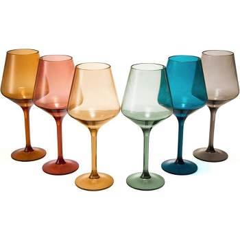 The Wine Savant Shatterproof Acrylic Muted Colored Wine Glasses, Stylish & Luxurious Design & a Unique Addition to Home Bar - 6 pk