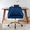 Velvet Swivel Office Chair with Wheels, Comfortable Home Desk Chair with Gold Metal Base for Study or Office – The Pop Home - 2 of 4