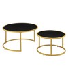 ORRD Set of 2 Nesting Coffee Tables, Modern Round Faux Leather Top with Golden Metal Base for Living Room - 3 of 4