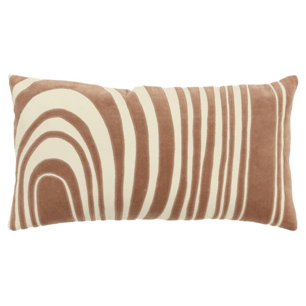 Photos - Pillow 14"x26" Oversized Striped Poly Filled Lumbar Throw  Tan - Rizzy Home